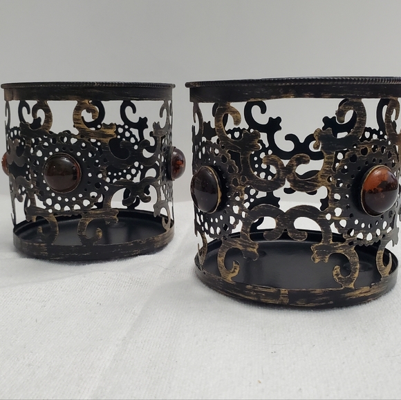 Jar Candle Holder Sleeves, Pier One, Antiqued Amber & Bronze - Picture 4 of 5